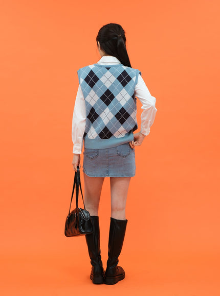 菱形圖案背心 C1703 