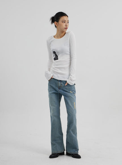 圖案羅紋針織上衣CF309