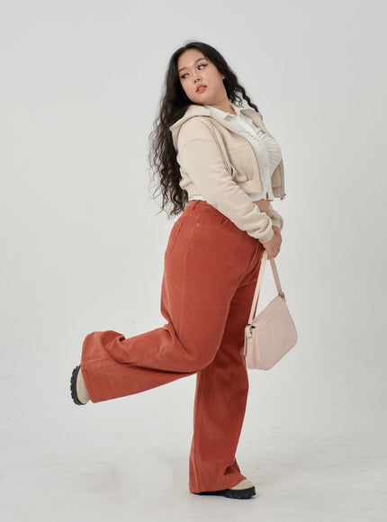 Plus Ruffle Bust Button Cropped Top ID20