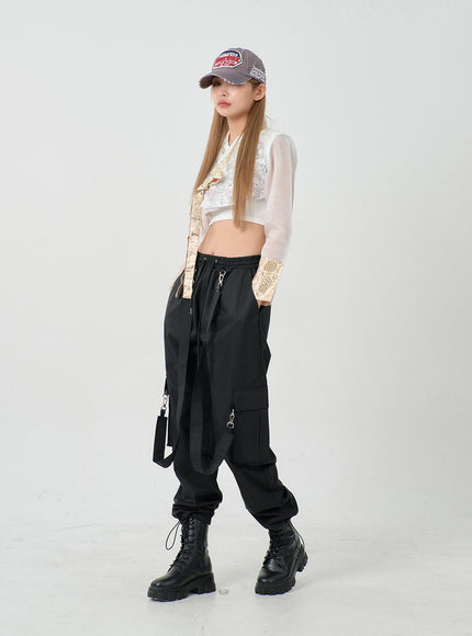 雙肩帶工裝降落傘寬鬆褲 BD23