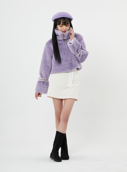 搭扣柔軟毛皮剪羊毛短款夾克 BN04