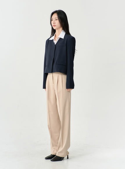 無領半短款西裝外套 OS13