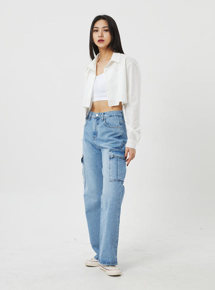 闊腿工裝牛仔褲 BF323