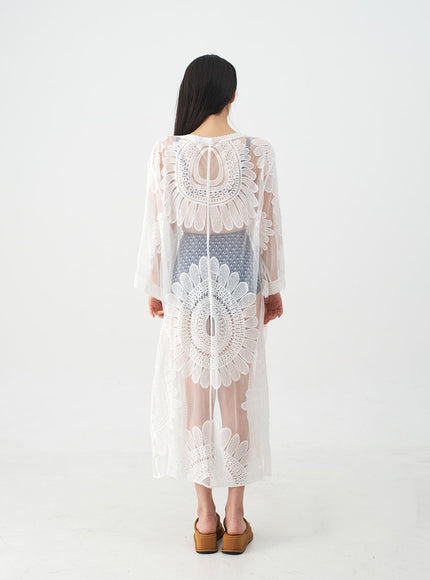 向日葵刺繡長袍IJ13