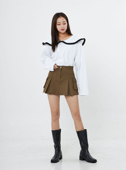 百褶工裝迷你裙 BO13