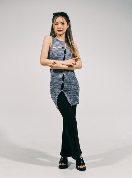 開衩分層迷你連衣裙 CJ03