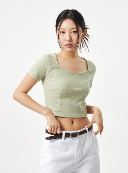 Heart Neck Cropped Tee CA320