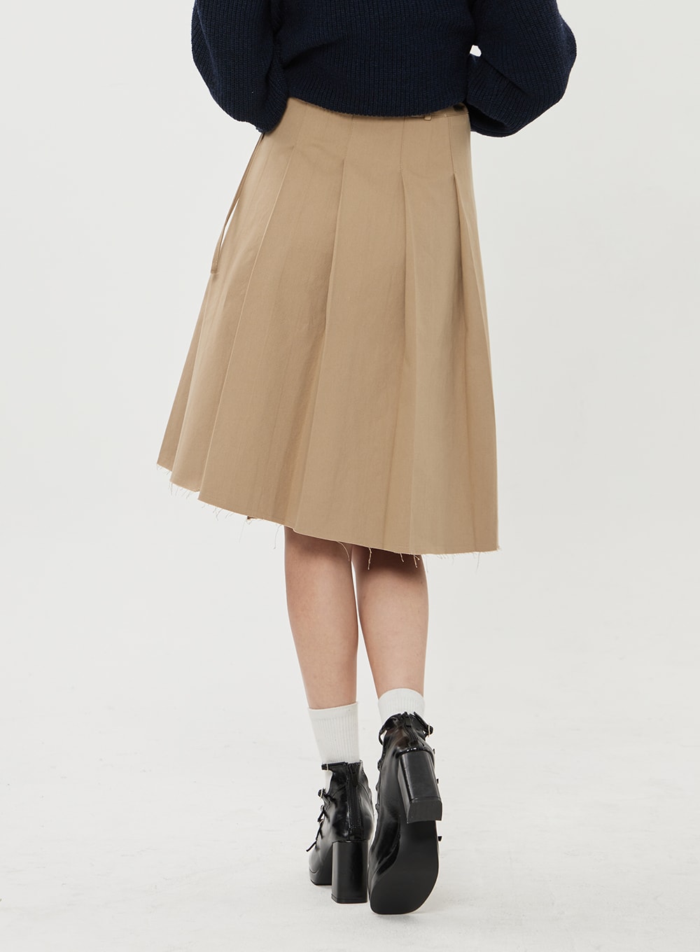 Pleated midi skirt top khaki