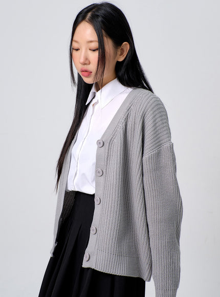 超大針織鈕扣開衫 BJ331