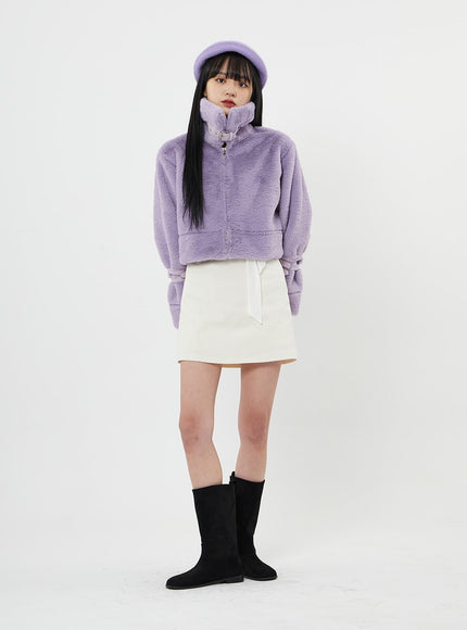 搭扣柔軟毛皮剪羊毛短款夾克 BN04