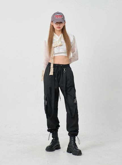 雙肩帶工裝降落傘寬鬆褲 BD23