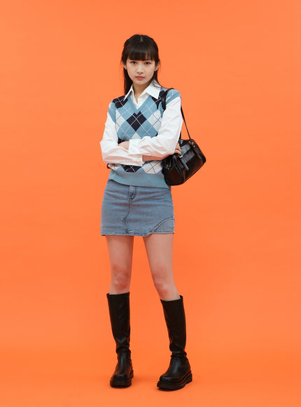 菱形圖案背心 C1703 