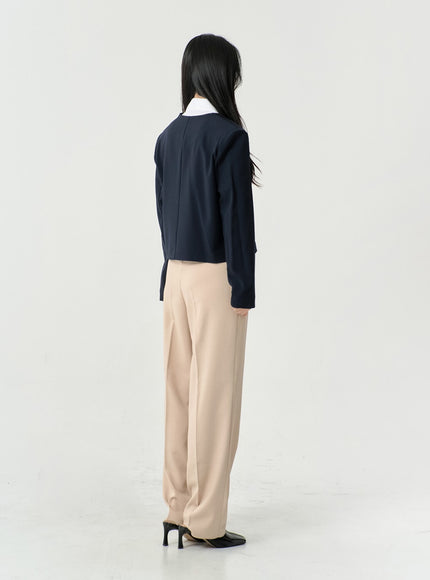 無領半短款西裝外套 OS13