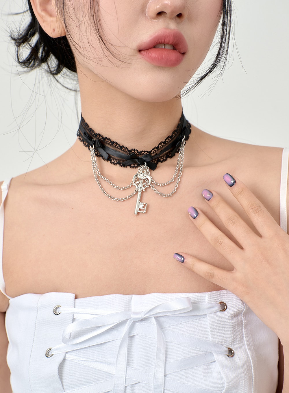 3pcs/set Layered Chunky Choker Necklaces Lock Pendant Chain Necklace Men  Asymmet | eBay
