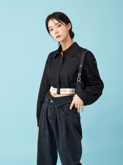 Four Buttoned Open Black Jeans CU8