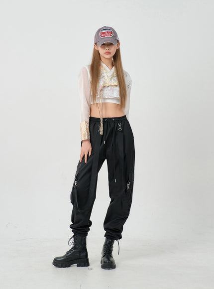 雙肩帶工裝降落傘寬鬆褲 BD23