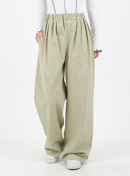 Mid-rise Wide Banded Cotton Pants CA08