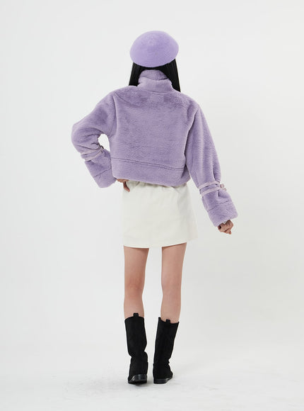 搭扣柔軟毛皮剪羊毛短款夾克 BN04