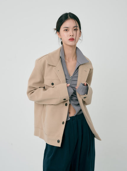 荷葉邊拉鍊長袖上衣 ID08