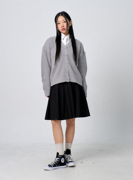 超大針織鈕扣開衫 BJ331