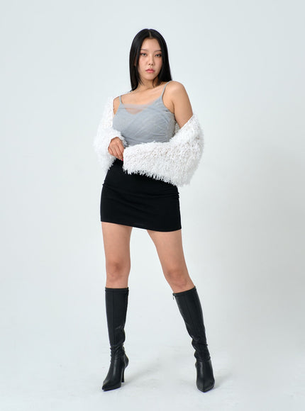 網布細節短款無袖上衣 IN25