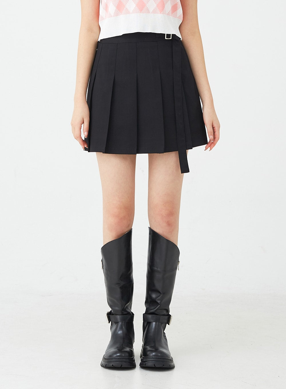 Faux Leather Flared Mini Skirt - Lewkin