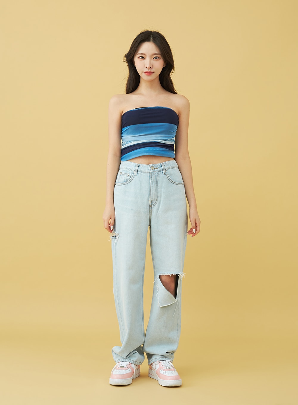 Triangular Cut Wide Denim Pants BU15 - Lewkin