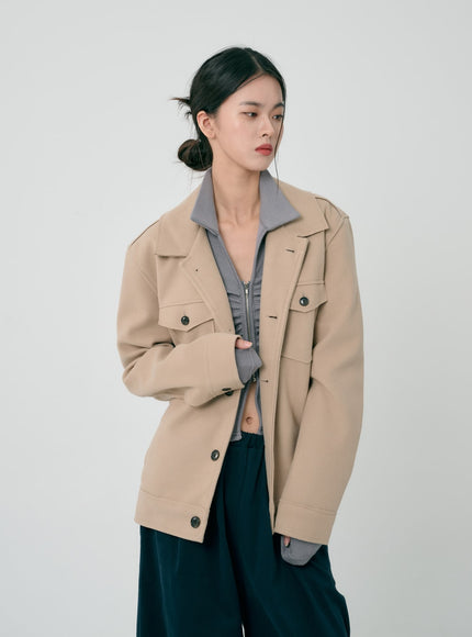 荷葉邊拉鍊長袖上衣 ID08