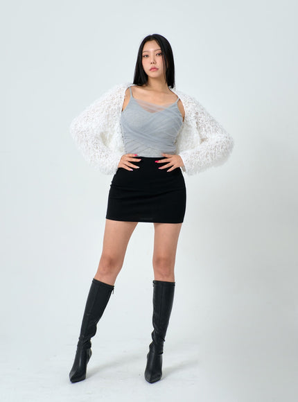 網布細節短款無袖上衣 IN25