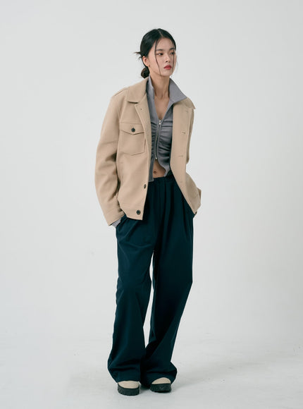 荷葉邊拉鍊長袖上衣 ID08