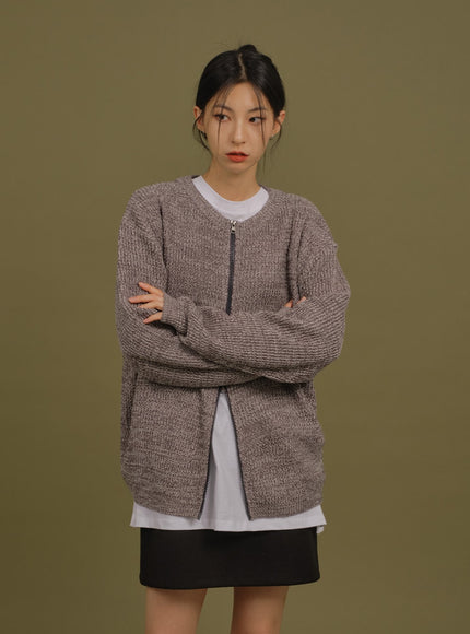 Loose Fit Knit with Two Way Zip
