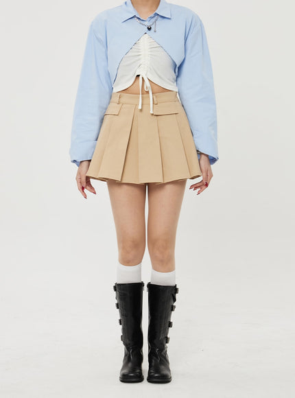 口袋百褶迷你裙 BF315