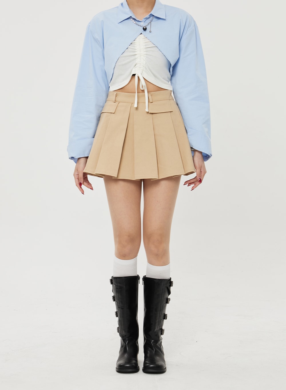 Pocket Pleated Mini Skirt BF315
