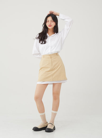 Basic Tone Down Color Crop Shirt BG23