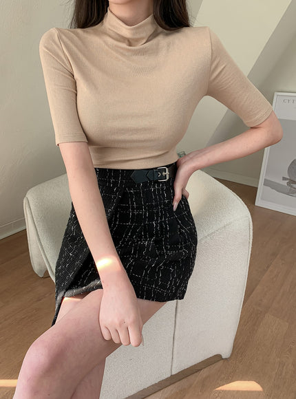 Short Sleeve Turtleneck Half Turtleneck Sweater Half Turtleneck