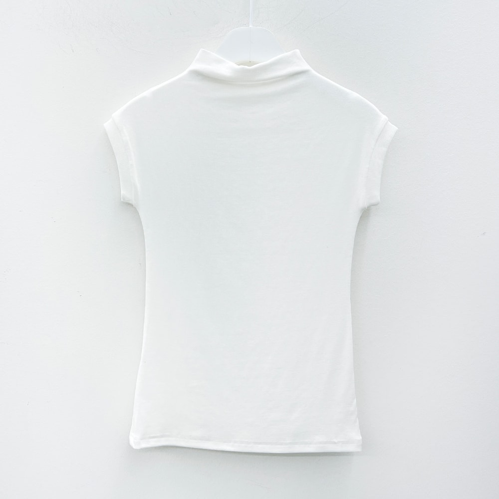 Half Turtleneck Sleeveless Ribbed T-shirt L1002