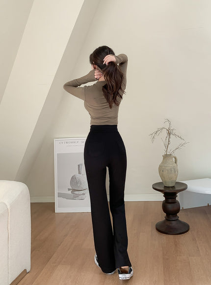 U領短款長袖T卹L1002