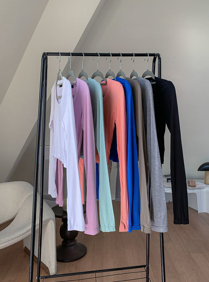 U領短款長袖T卹L1002