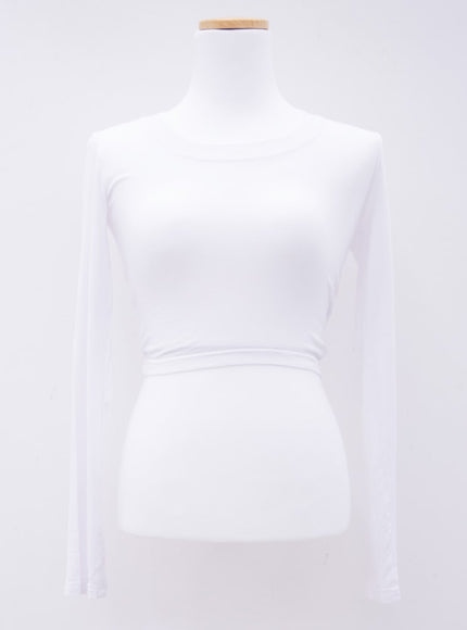 U領短款長袖T卹L1002