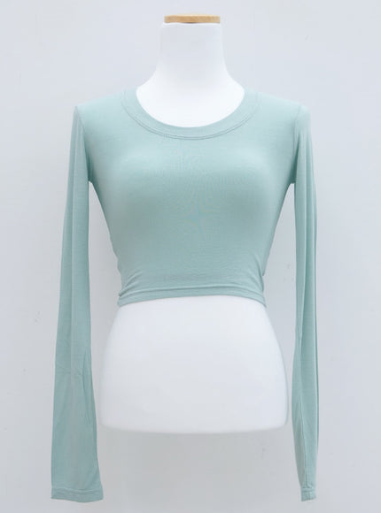 U領短款長袖T卹L1002