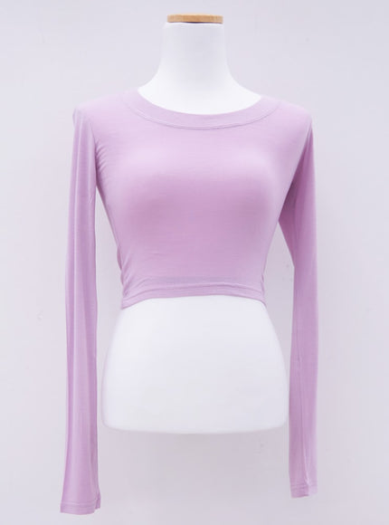 U領短款長袖T卹L1002