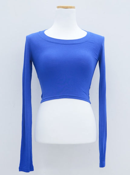 U領短款長袖T卹L1002