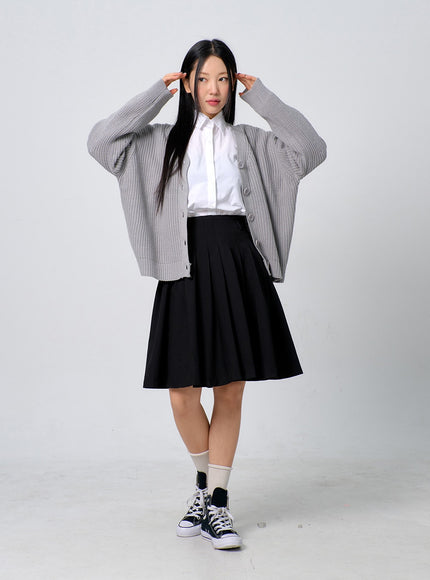 超大針織鈕扣開衫 BJ331