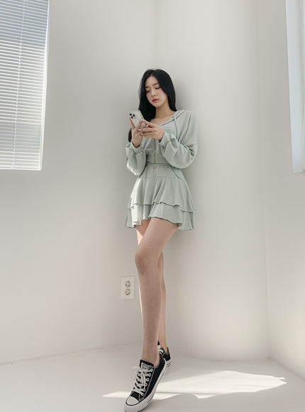 Pleated Mini Skirt with Elastic Waist IM12