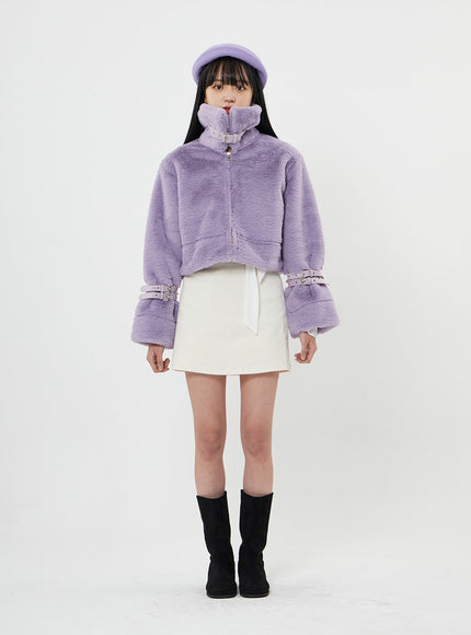 搭扣柔軟毛皮剪羊毛短款夾克 BN04