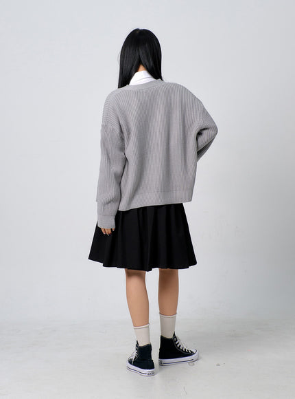 超大針織鈕扣開衫 BJ331