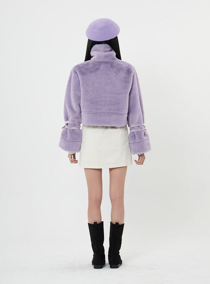 搭扣柔軟毛皮剪羊毛短款夾克 BN04