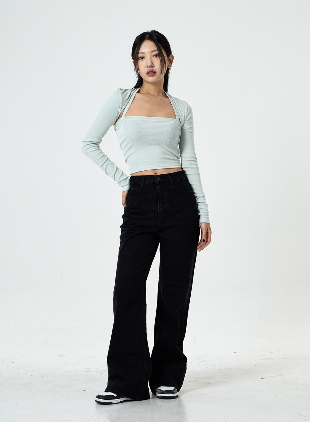 Ribbed Cami Top And Long Sleeve Bolero Set CG26