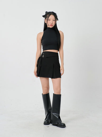 折腰二扣百褶迷你裙 BD23