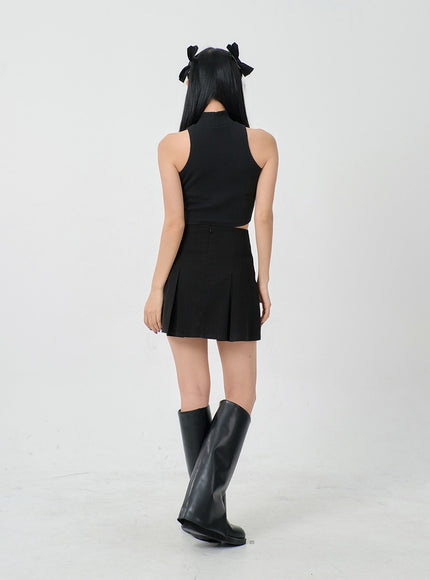 折腰二扣百褶迷你裙 BD23